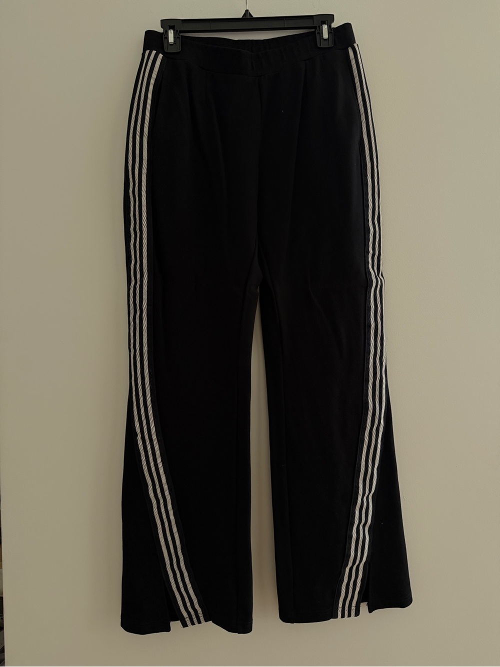 The Upside Black Wide-Leg Track Pants with White Side Stripes